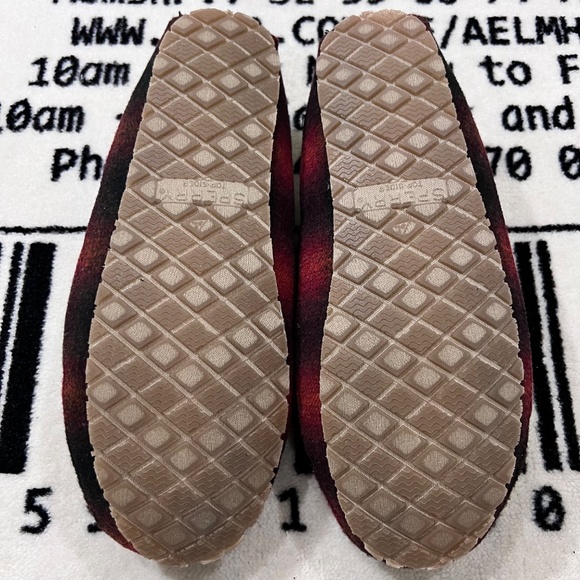 Sperry Top-Sider Brandon Faux Shearling Moccasin Red Black Plaid Slipper Shoes main image 6